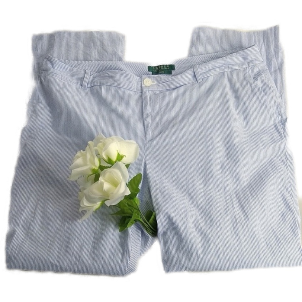 Ralph Lauren Cotton Pants Blue Straight Leg 14W